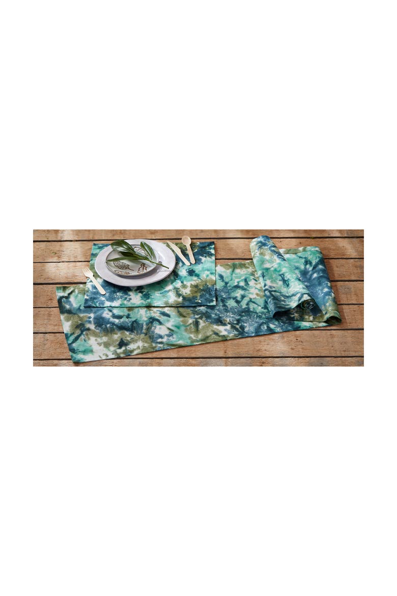 Blue Multi Tie Dye Cotton Placemat for Summer Dining, Alternate, color, Blue