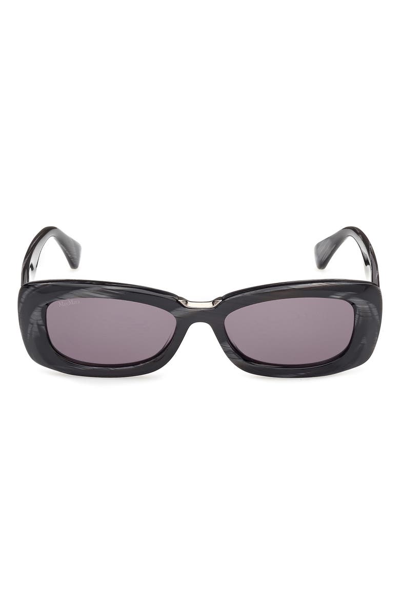 Max Mara 53mm Rectangular Sunglasses, Main, color, Black Ruthenium / Smoke