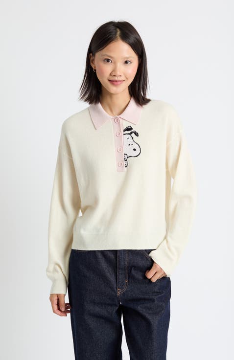 Wool-Cashmere Peanuts Polo Sweater