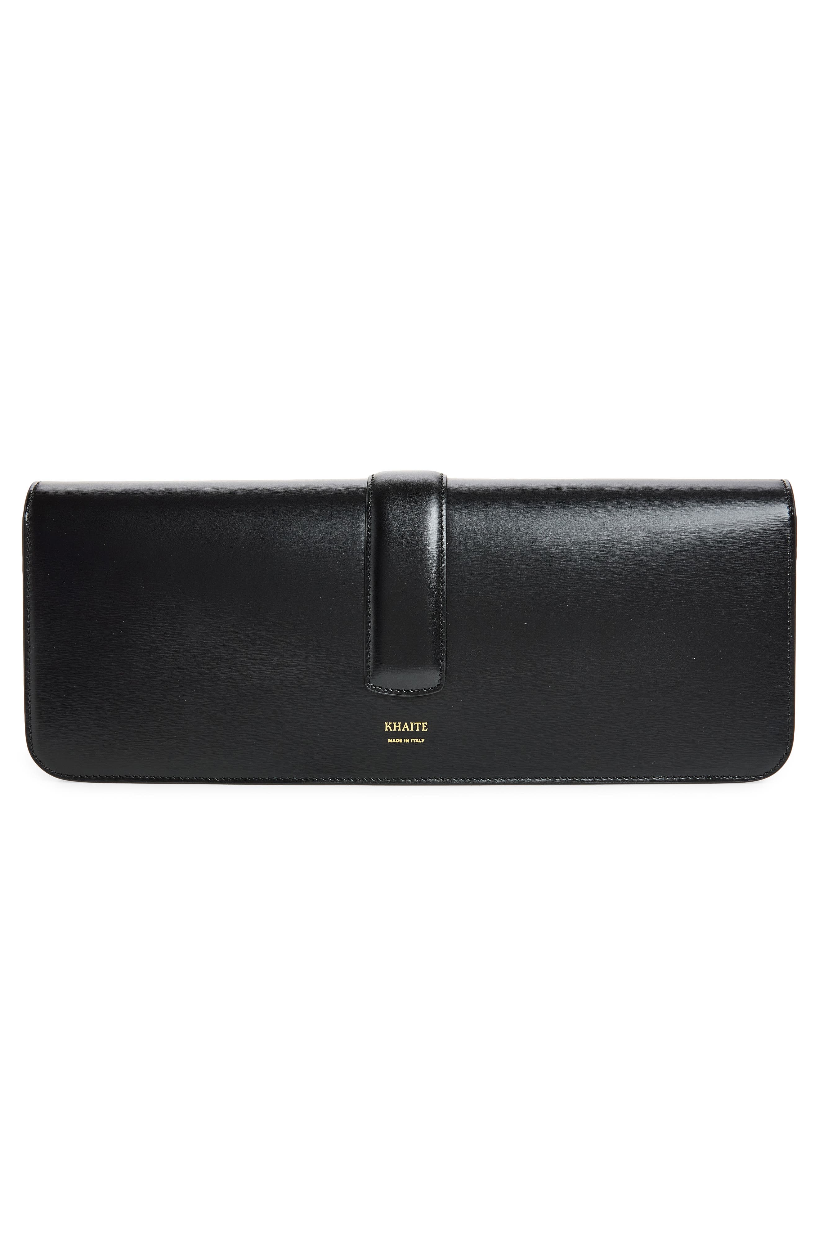 Khaite Blake Leather East/West Clutch, Alternate, color, Black