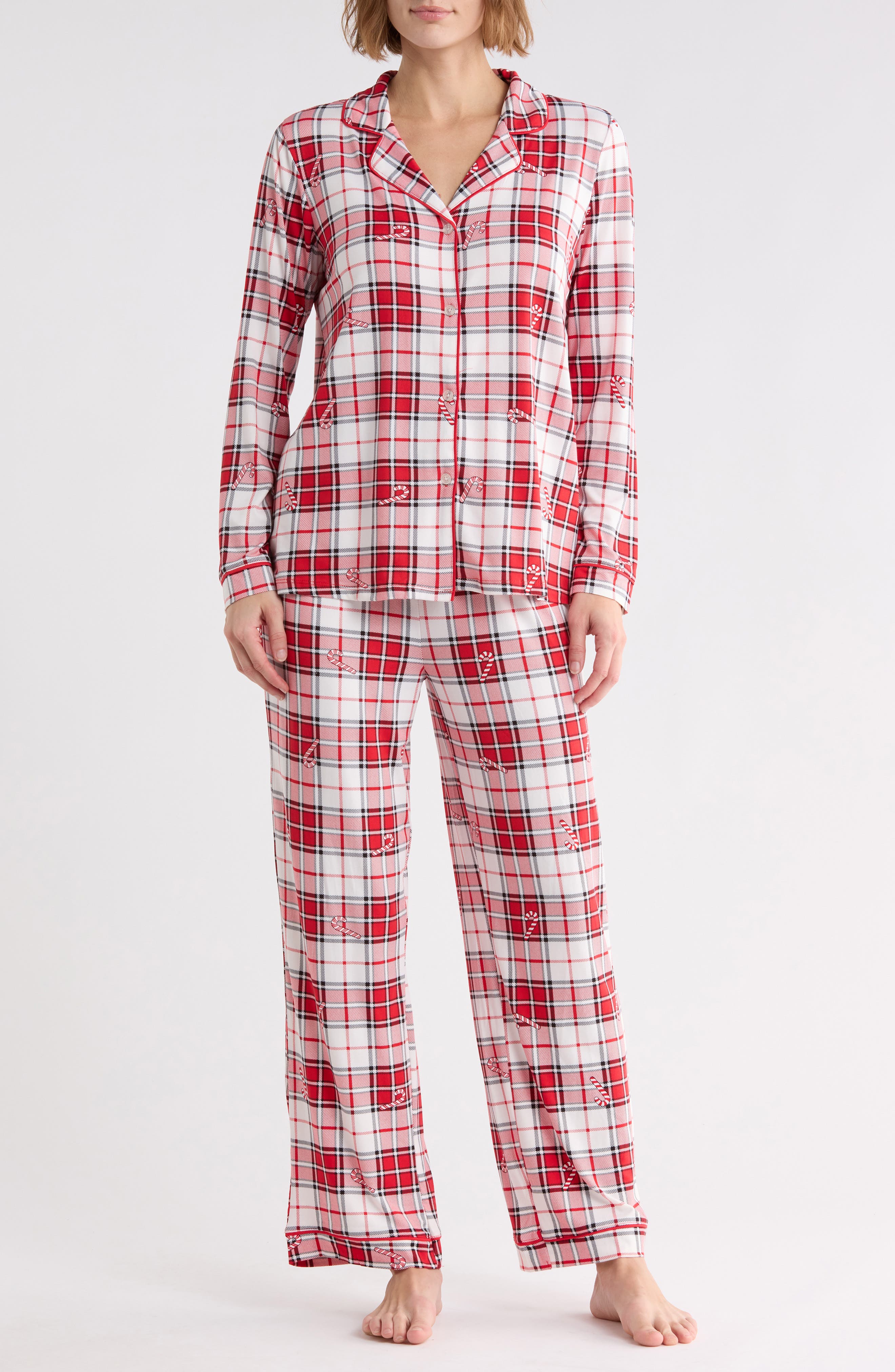 For Mom Candy Cane Plaid Two-Piece Pajamas
