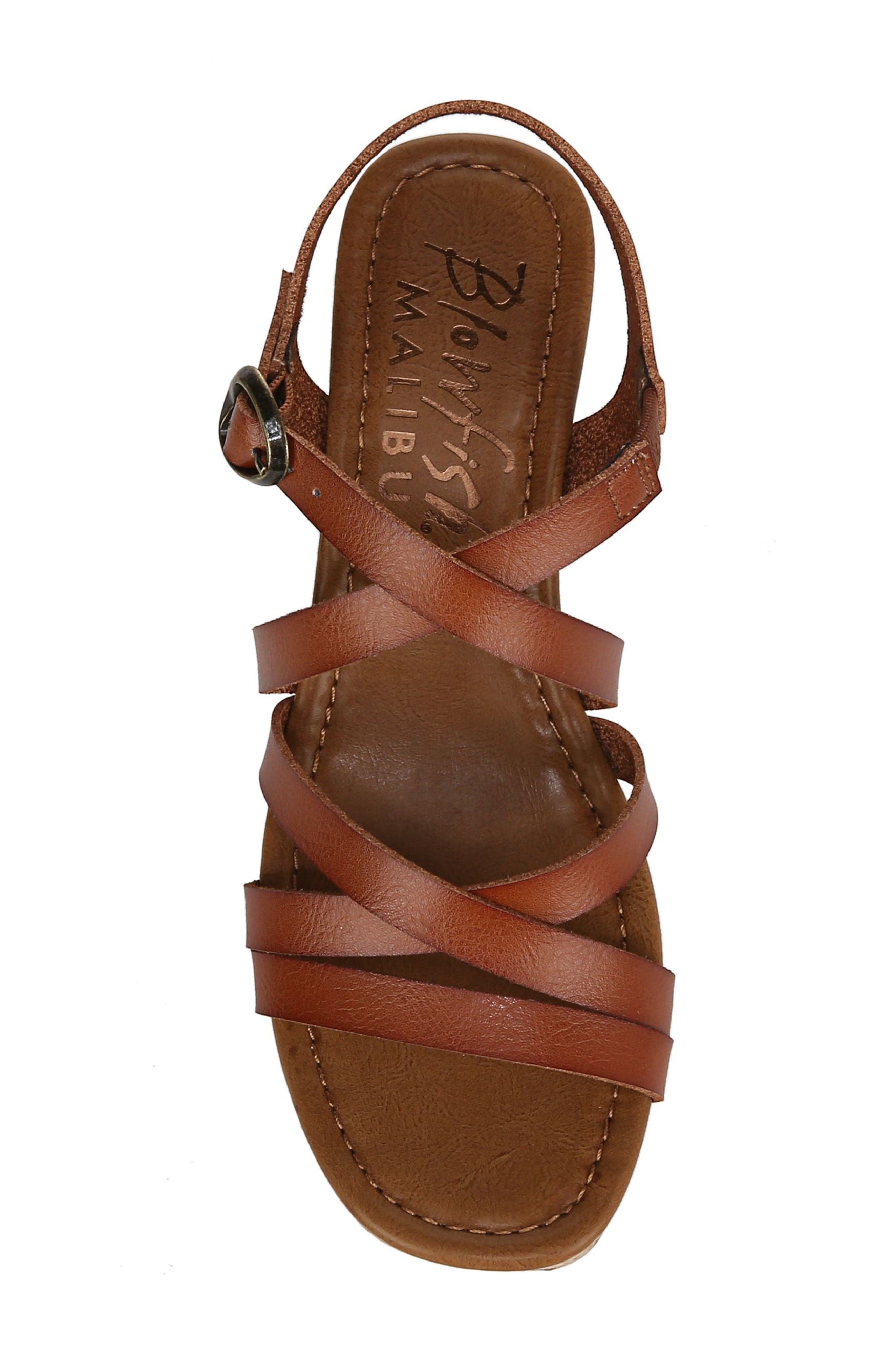 Aurora Strappy Wedge Sandal, Alternate, color, SCOTCH BROWN FAUX LEATHER