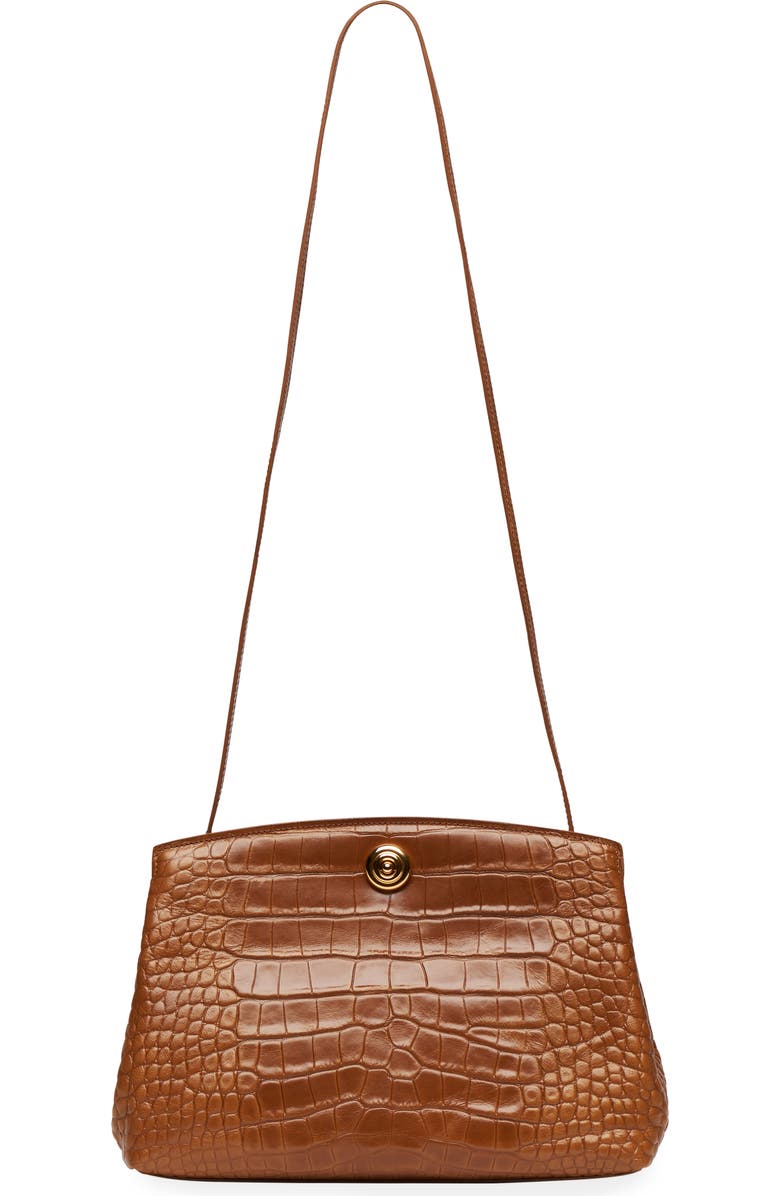 LIFFNER Pushlock Croc Embossed Leather Clutch, Alternate, color, Nougat