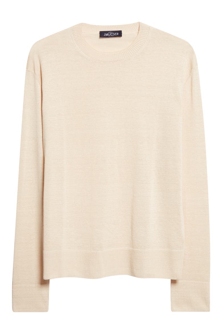 Flax & Cotton Crewneck Sweater, Alternate, color, ECRU