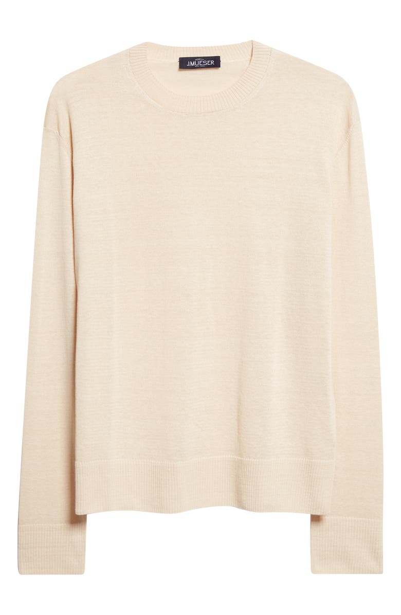 J. Mueser Flax & Cotton Crewneck Sweater, Alternate, color, Ecru