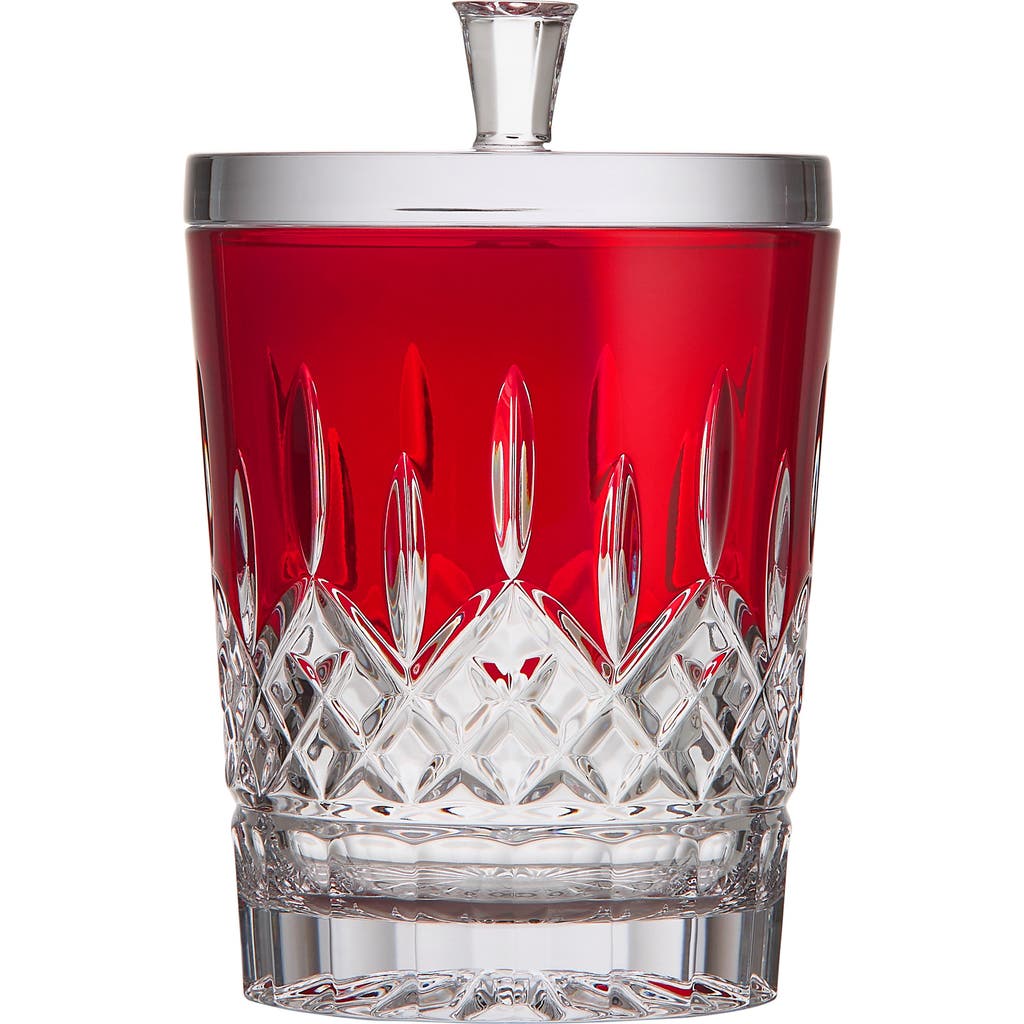 Waterford Lismore Red Crystal Biscuit Barrel In Red