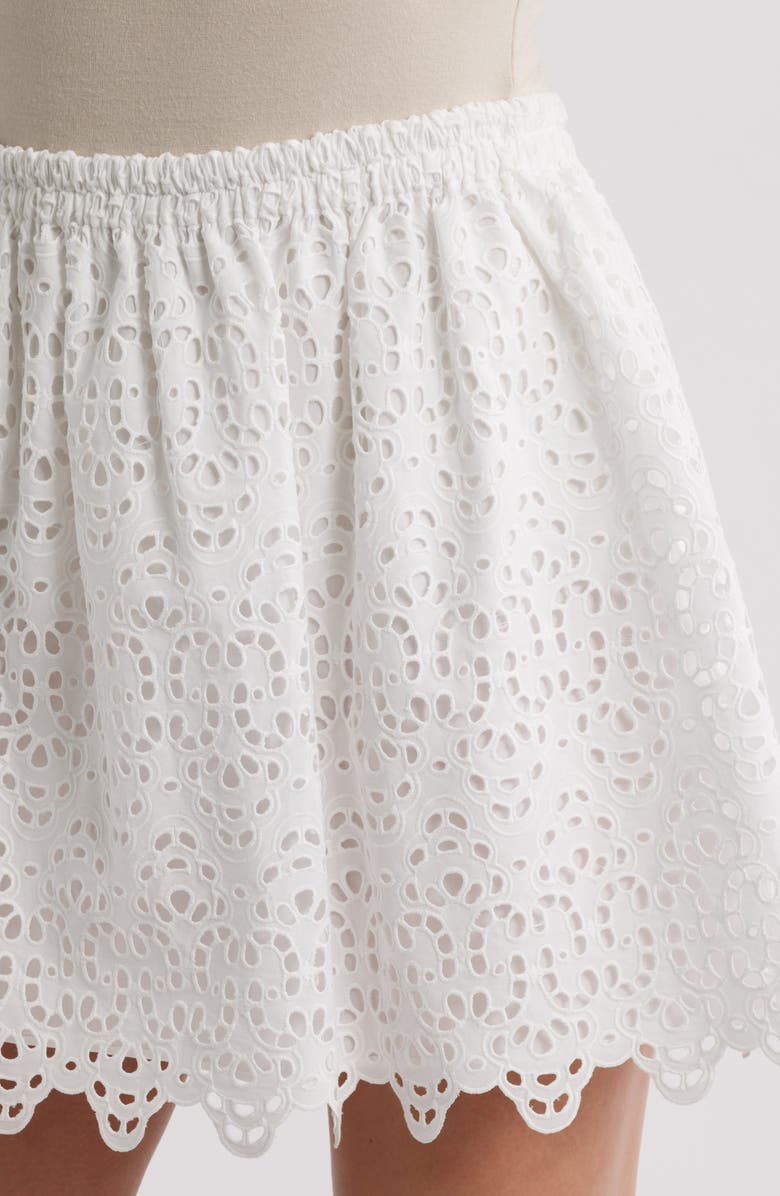 FRAME The Deco Embroidered Eyelet Cotton Miniskirt, Alternate, color, White
