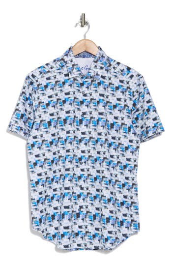 Robert Graham Short Sleeve Cotton Button-up Shirt In Blue
