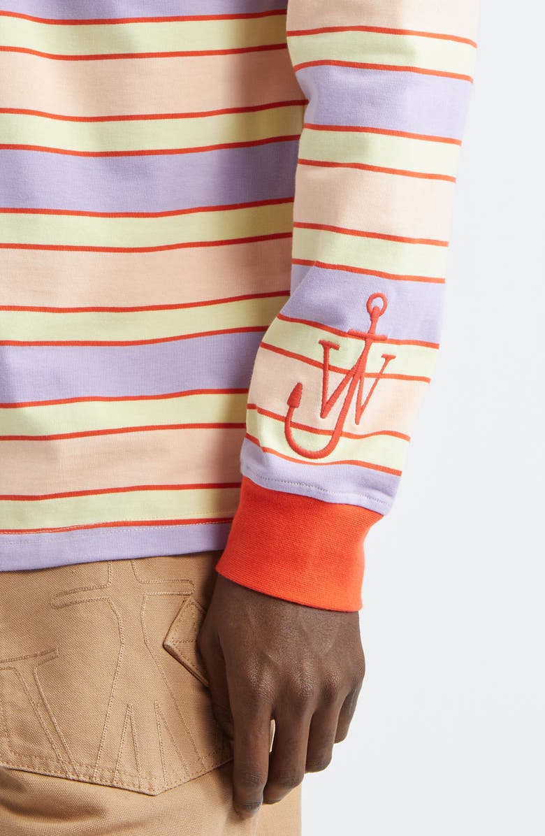 JW Anderson Stripe Contrast Trim Cotton Polo, Alternate, color, 