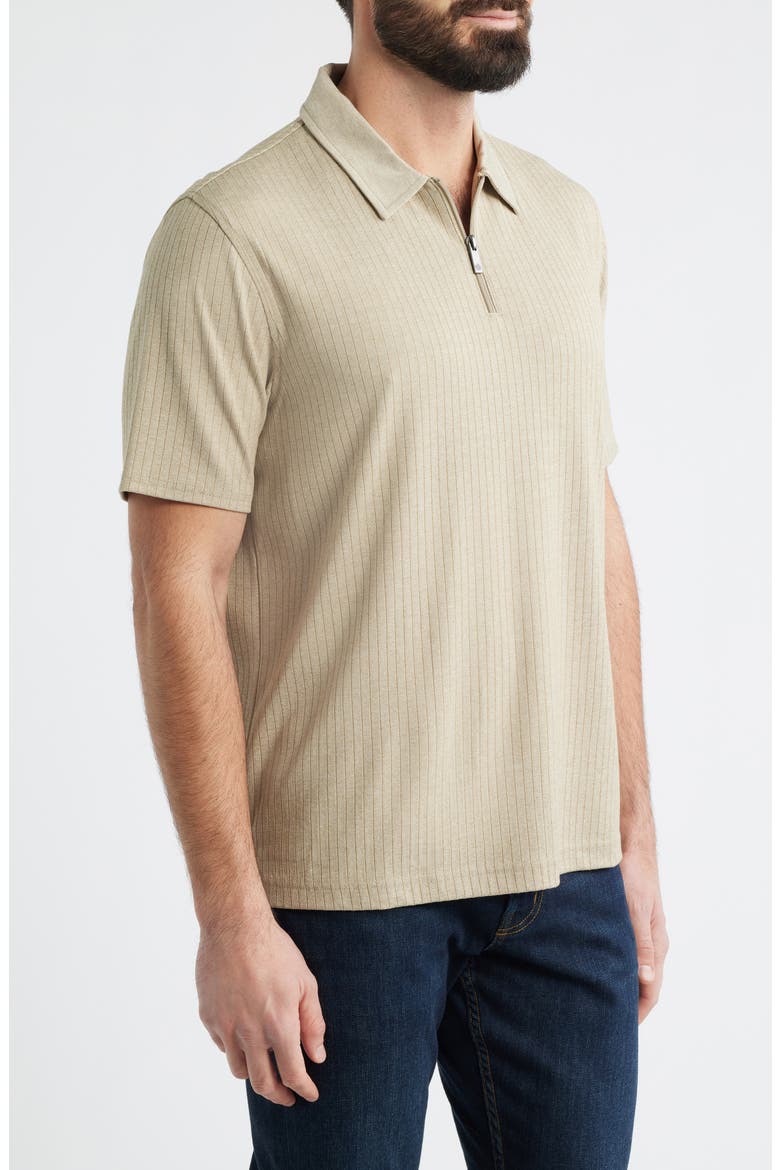 Finn Performance Rib Quarter Zip Polo, Alternate, color, STONE