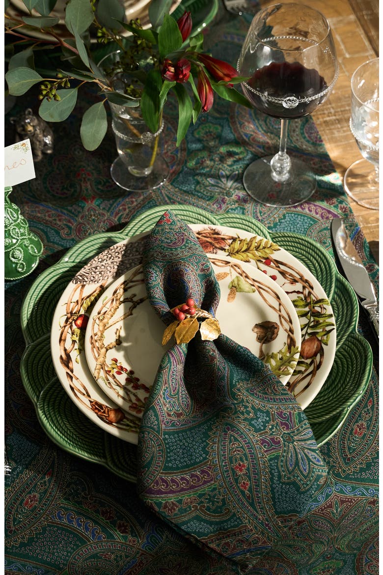 Set of 4 Paisley Linen Napkins, Alternate, color, EVERGREEN
