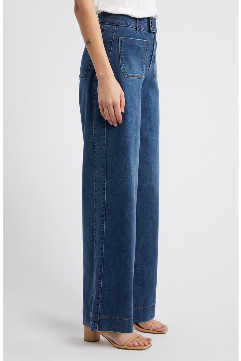 Patch Pocket High Waist Wide Leg Jeans, Alternate, color, BLUE