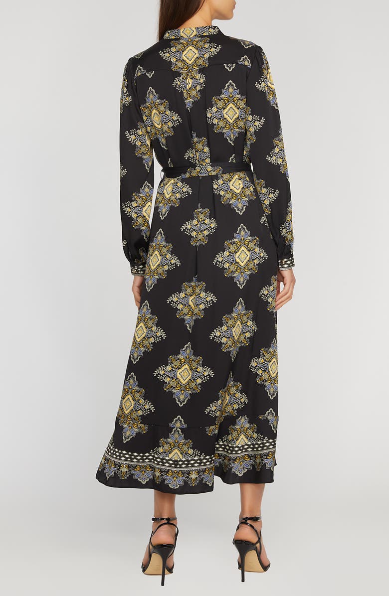 Elie Tahari Mila Pleated Long Sleeve stretch Silk Maxi Dress, Alternate, color, 