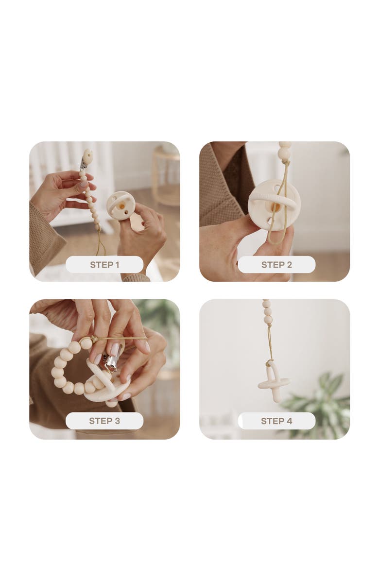 Comfy Cubs Pacifier Clips, 2 Pack, Alternate, color, Beige, Light Beige & White