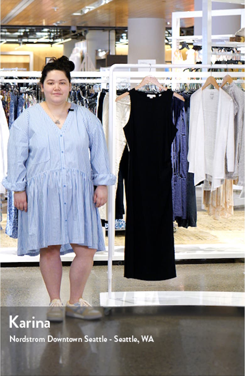 Side Drape Stretch Cotton Midi Dress, sales video thumbnail