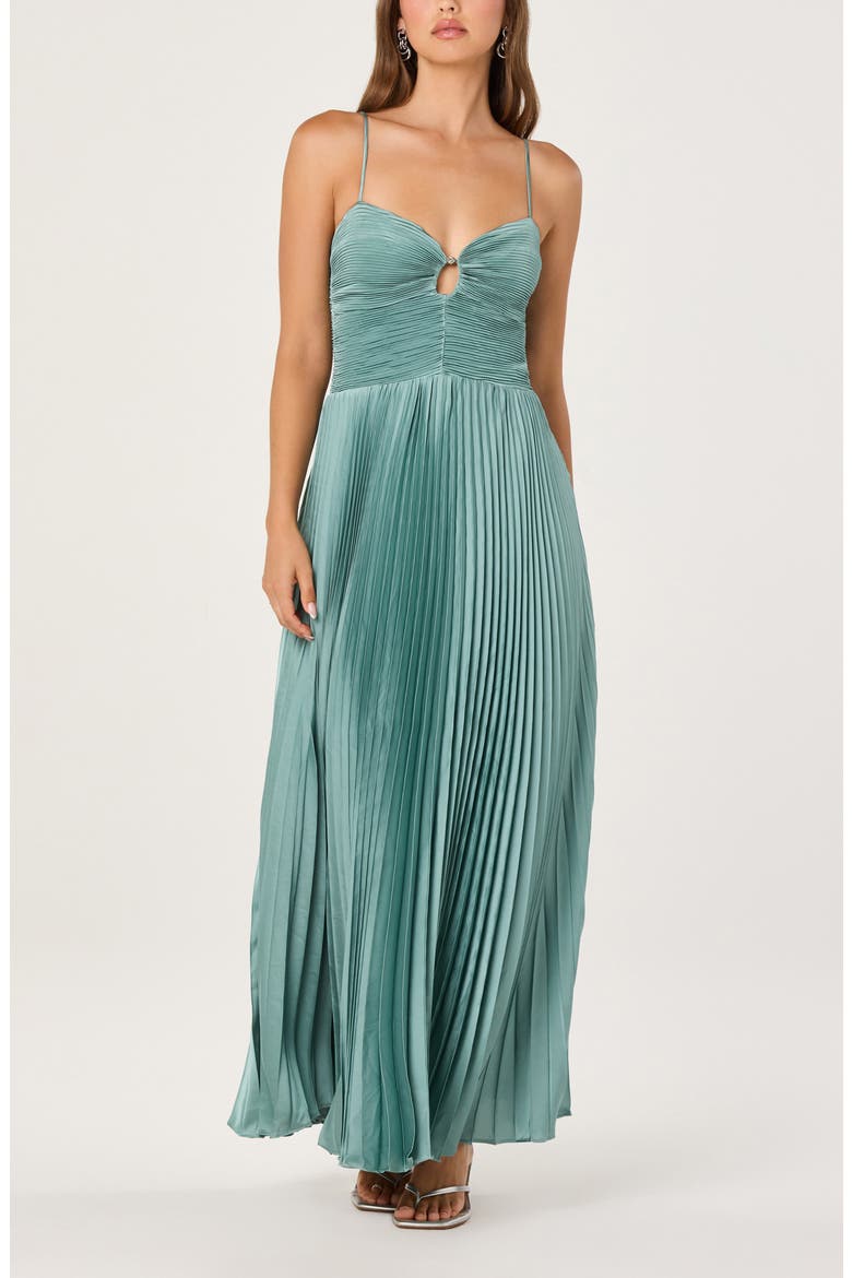 Alaia Pleat Evening Gown, Main, color, SEAFOAM