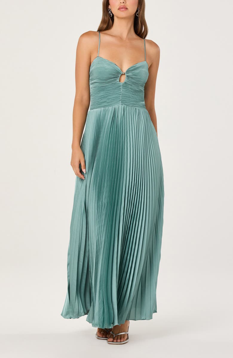 ASTR the Label Alaia Pleat Evening Gown, Main, color, Seafoam