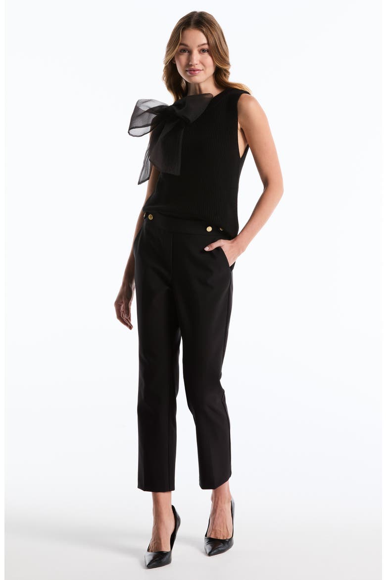 Tab Detail Straight Leg Pants, Alternate, color, BLACK