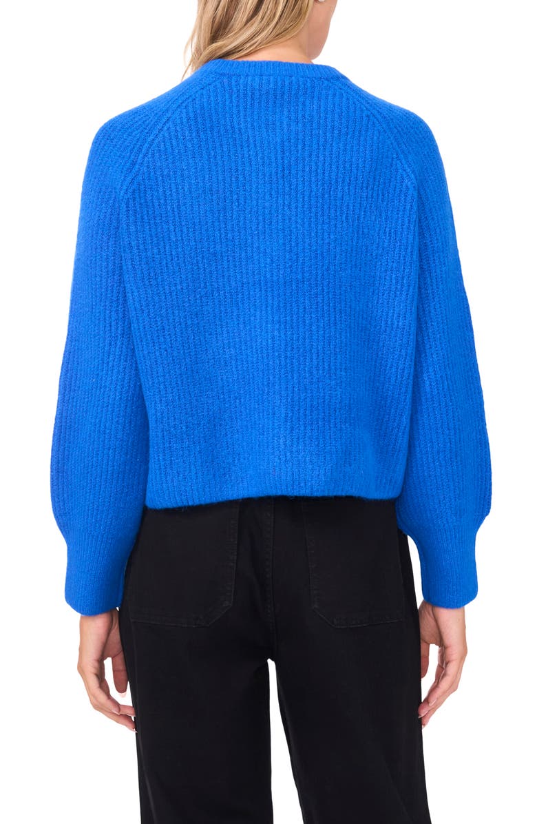 Vince Camuto Saddle Raglan Sleeve Rib Cardigan, Alternate, color, Bright Blue