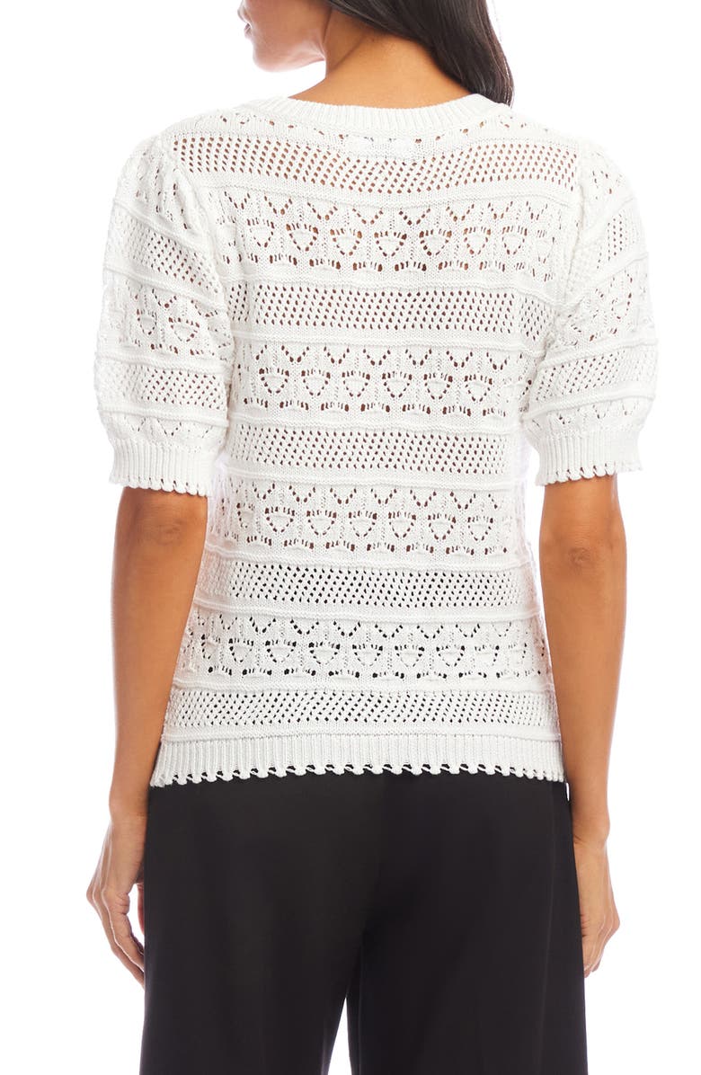 Karen Kane Open Stitch Short Sleeve Cotton Sweater, Alternate, color,