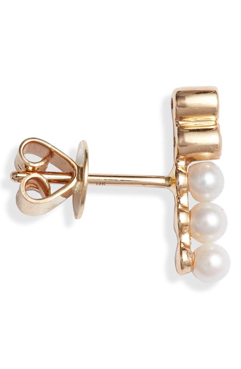 Dana Rebecca Designs Pearl & Diamond Bar Stud Earrings, Alternate, color,