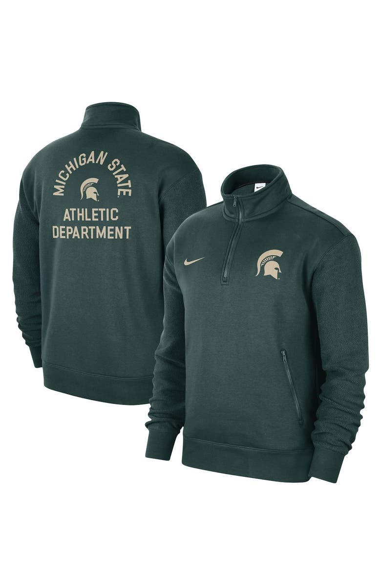 Nike Men's Nike Green Michigan State Spartans Campus Athletic Department Quarter-Zip Sweatshirt, Alternate, color, 
