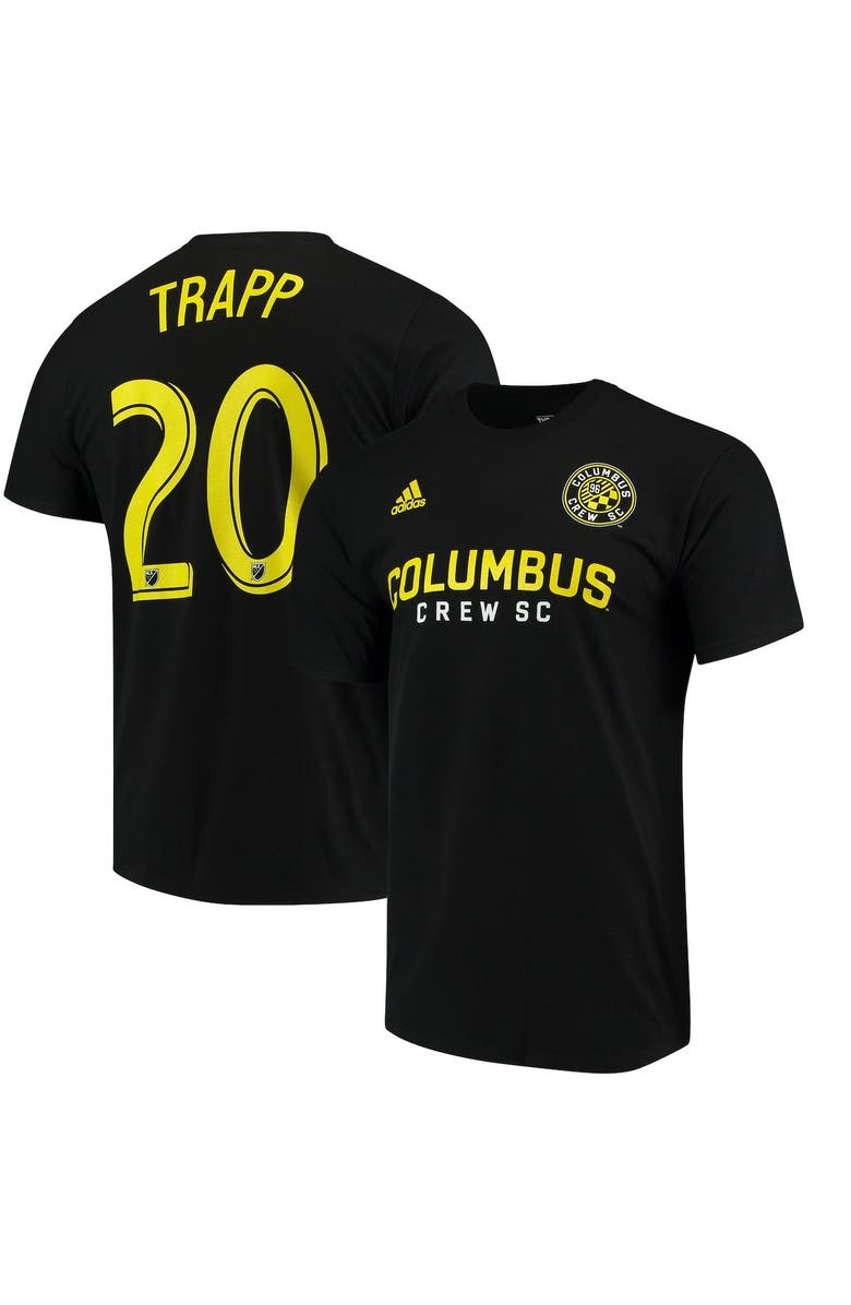 adidas Male Adult Wil Trapp Black Columbus Crew 2017 MLS Player Name and Number T-Shirt, Main, color, 