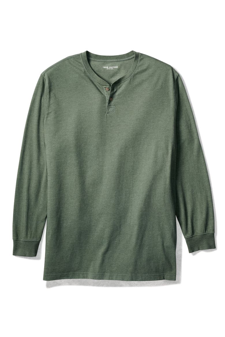 Big & Tall Garment-Dyed Henley Shirt, Alternate, color, THYME