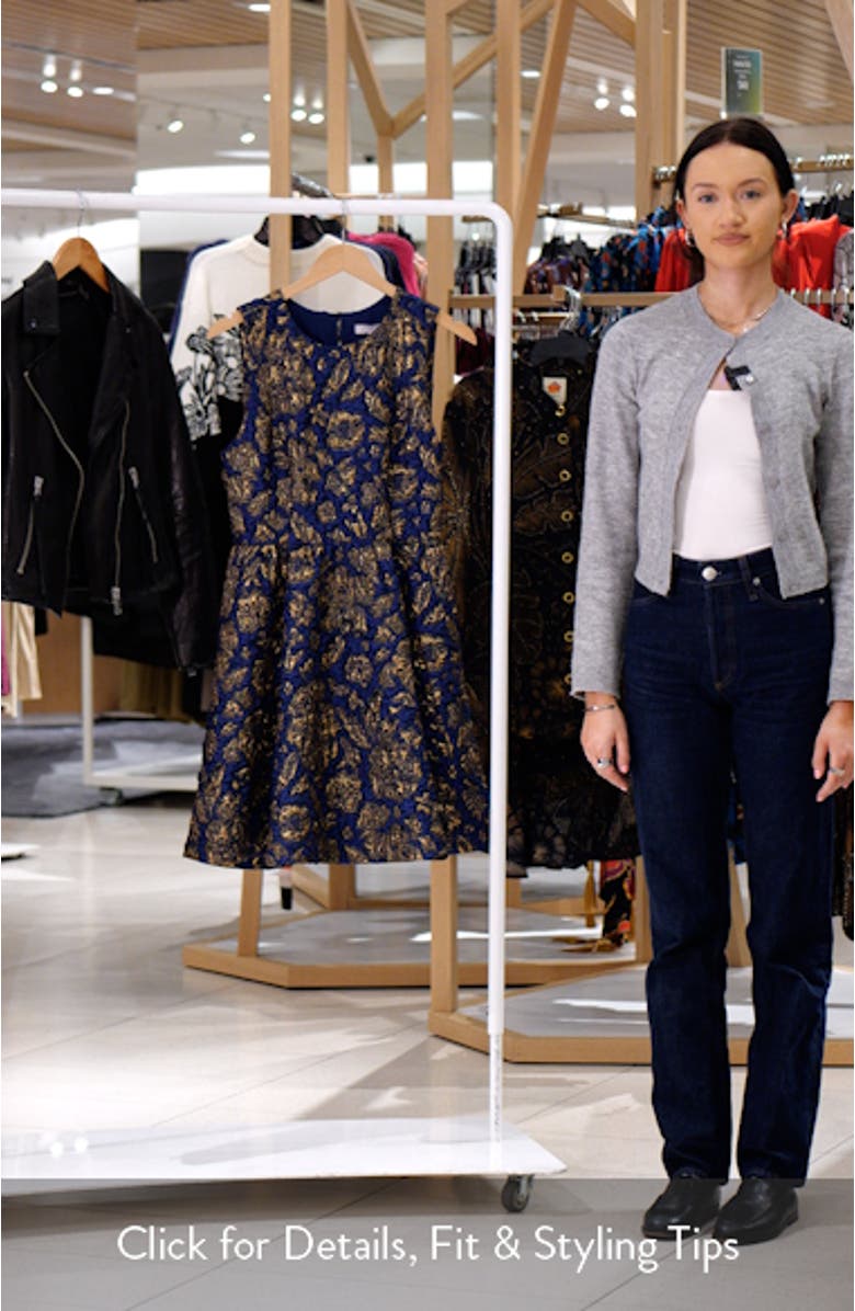 Metallic Brocade Fit & Flare Cocktail Minidress, sales video thumbnail