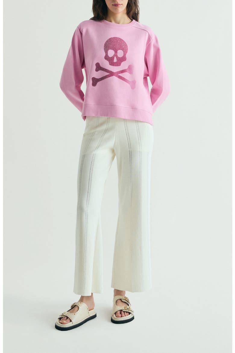 Skull Glitter Sweatshirt, Alternate, color, Pink