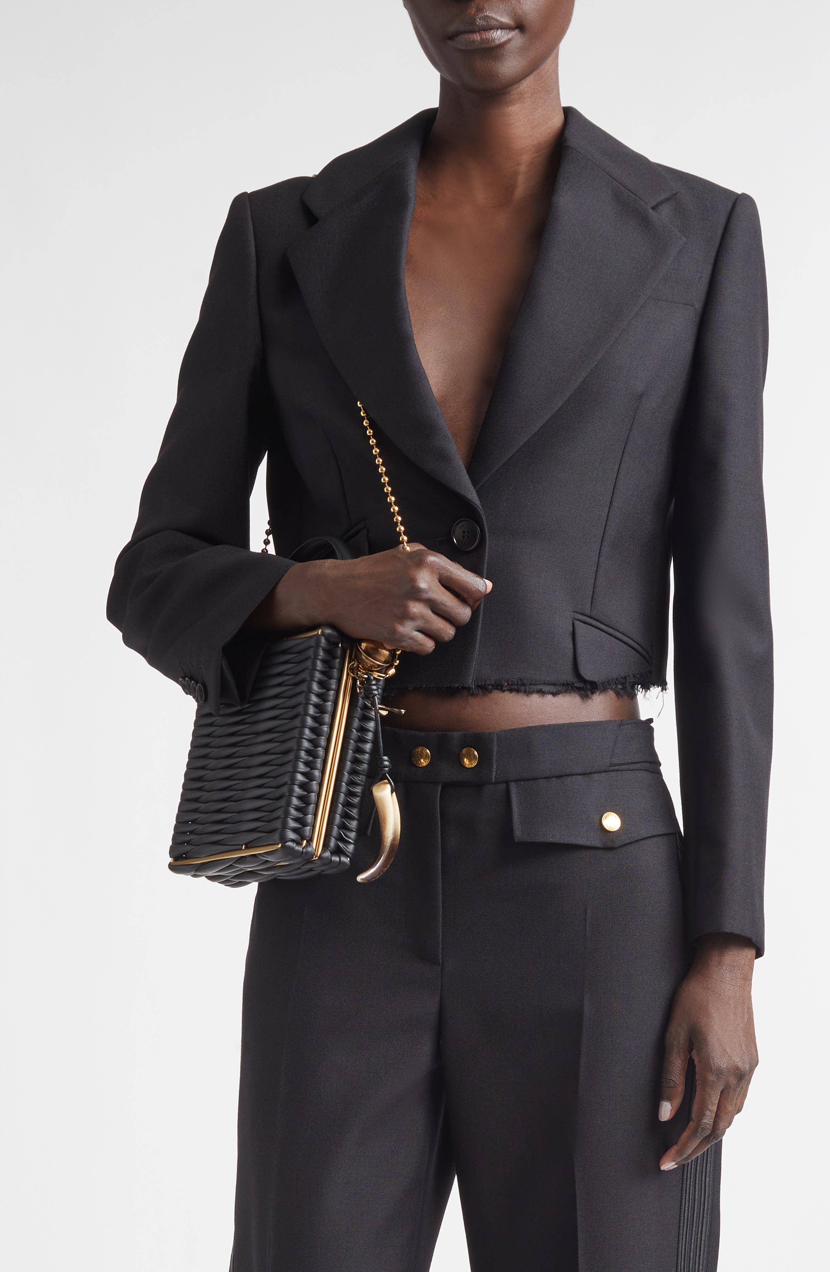 McQueen Skull Frame Leather Handbag, Alternate, color, 1000 Black/ Gold