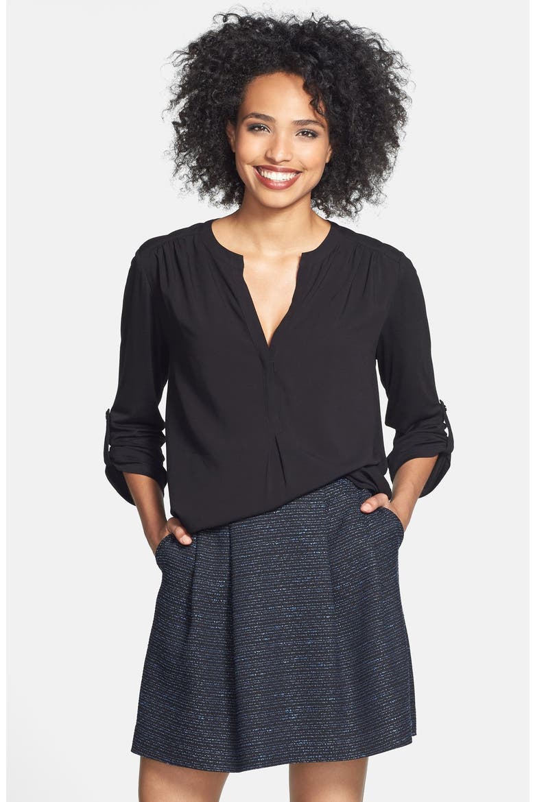 Mixed Media Tunic, Main, color, BLACK