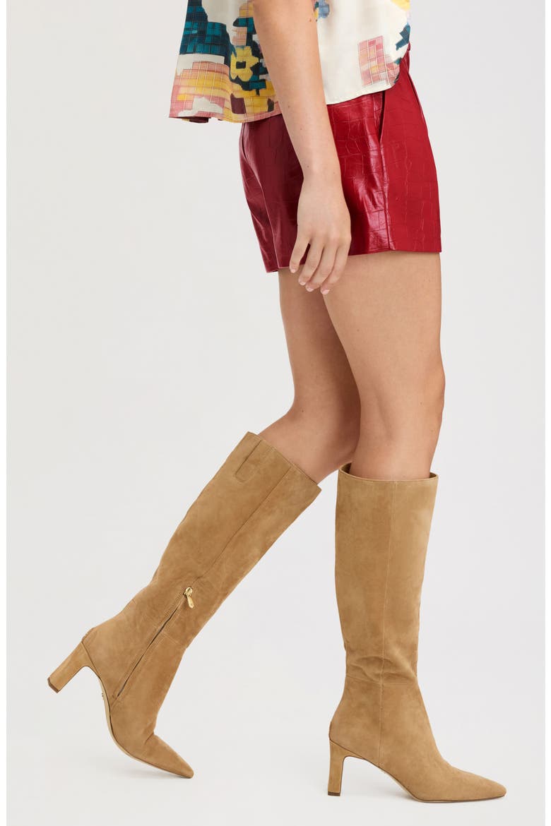 Croc Embossed Faux Leather Shorts, Alternate, color, CRANBERRY