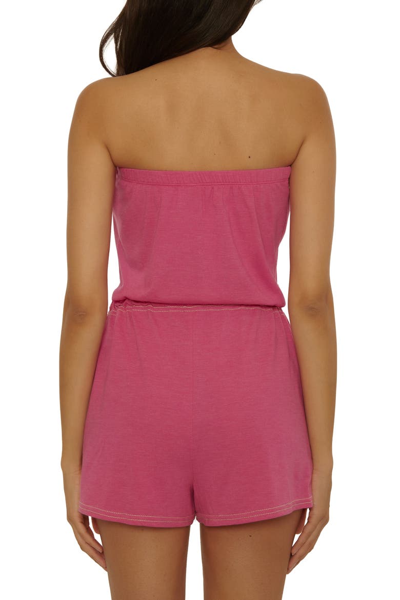 Laguna Tie Waist Strapless Cover-Up Romper, Alternate, color, BERRY PINK