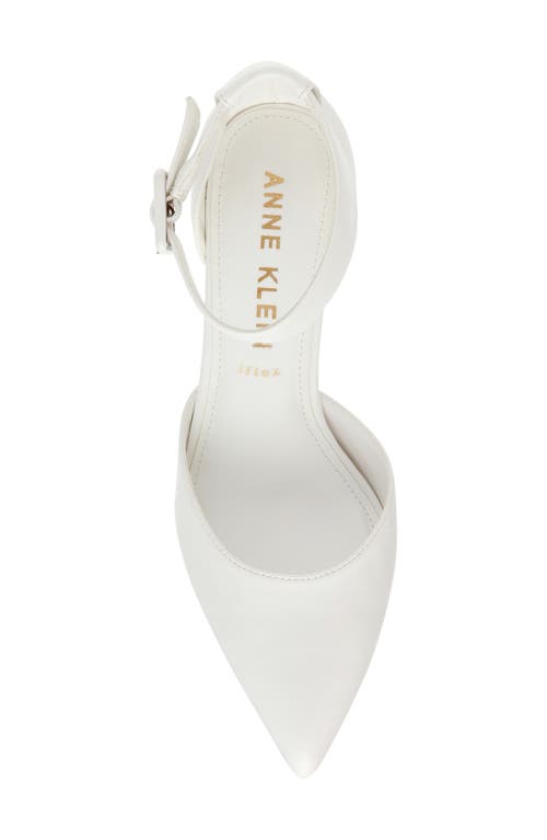 Anne Klein Fabulist Ankle Strap Pointed Toe Pump In White