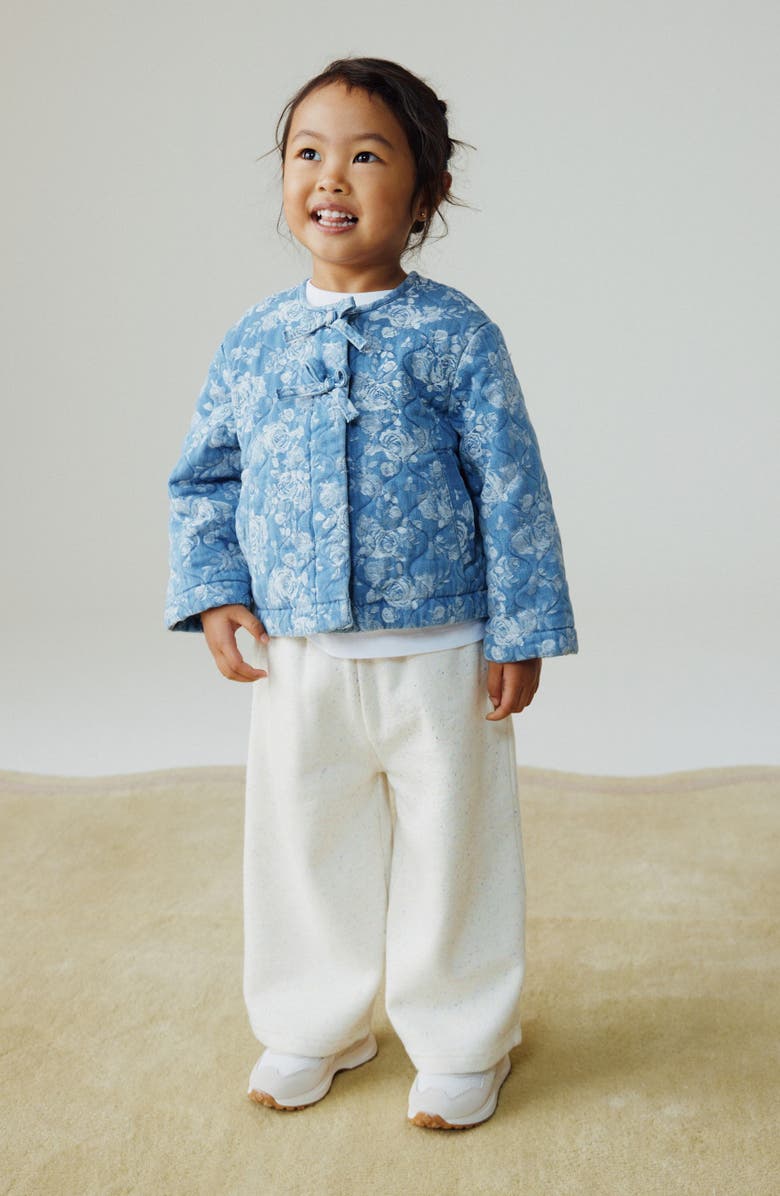 NEXT Kids' Floral Quilted Denim Jacket, Alternate, color, Blue