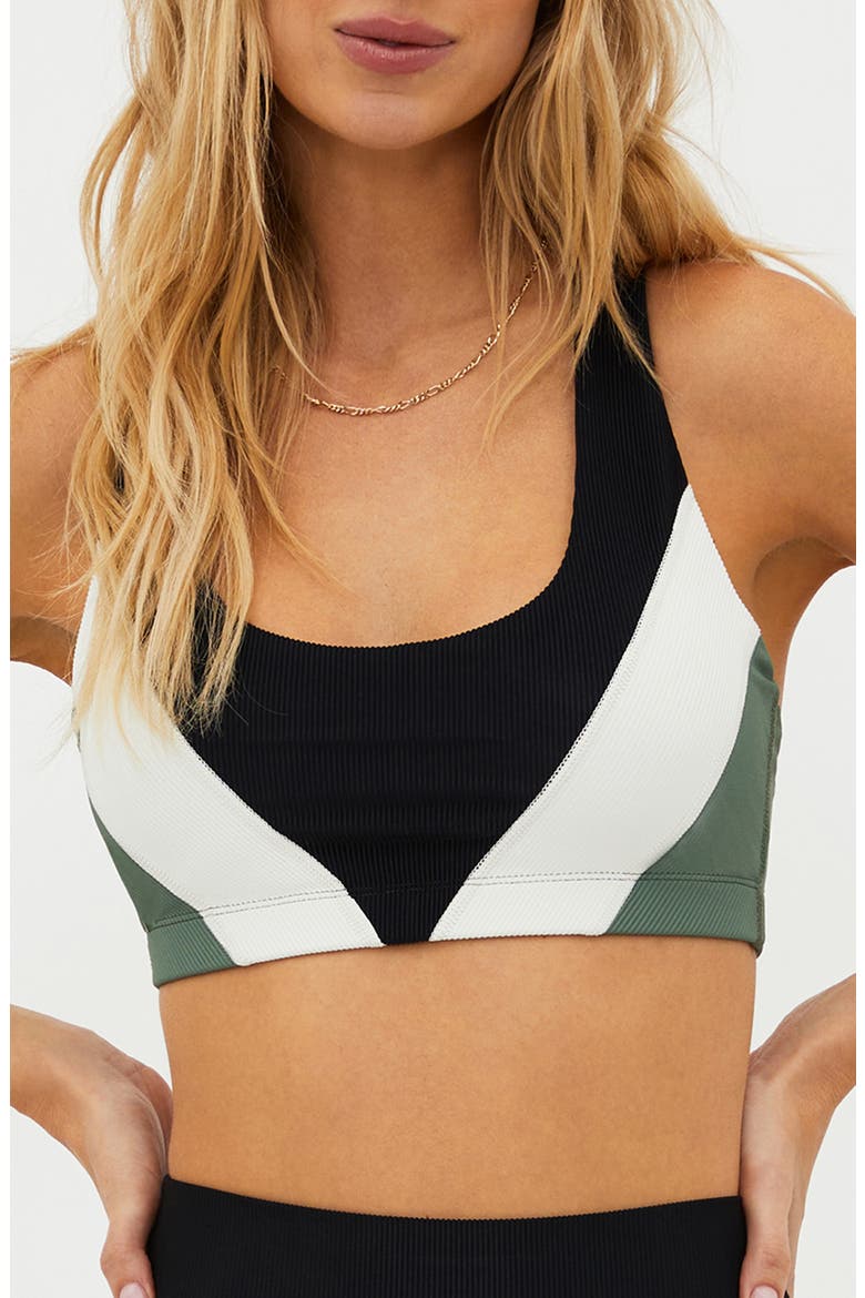 Lucia Colorblock Rib Sports Bra, Main, color, QUEEN PALM COLORBLOCK