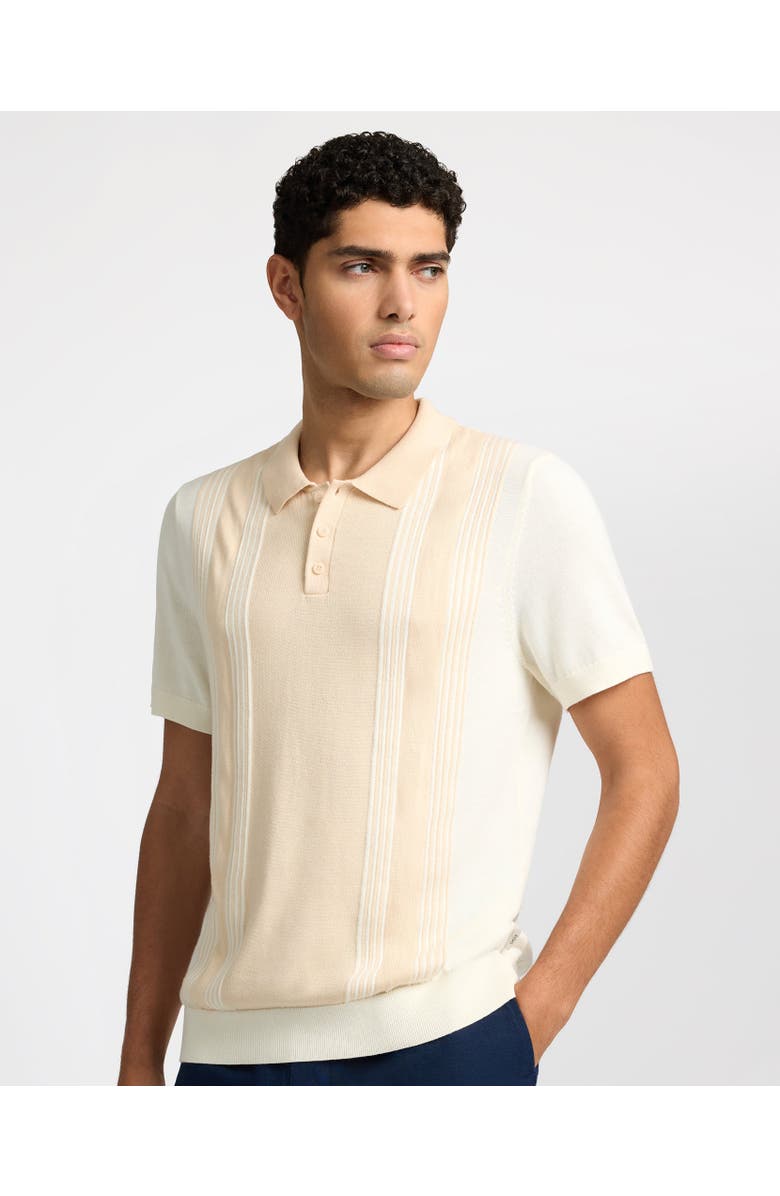 Onia Cotton Knit Short Sleeve Polo, Main, color, Natural/Egret