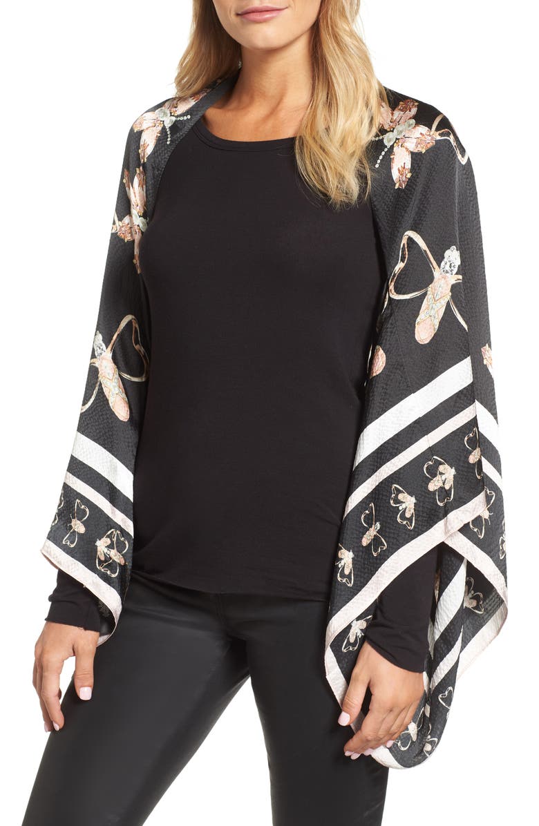 Ted Baker London Queen Bee Silk Cape Scarf, Main, color, 