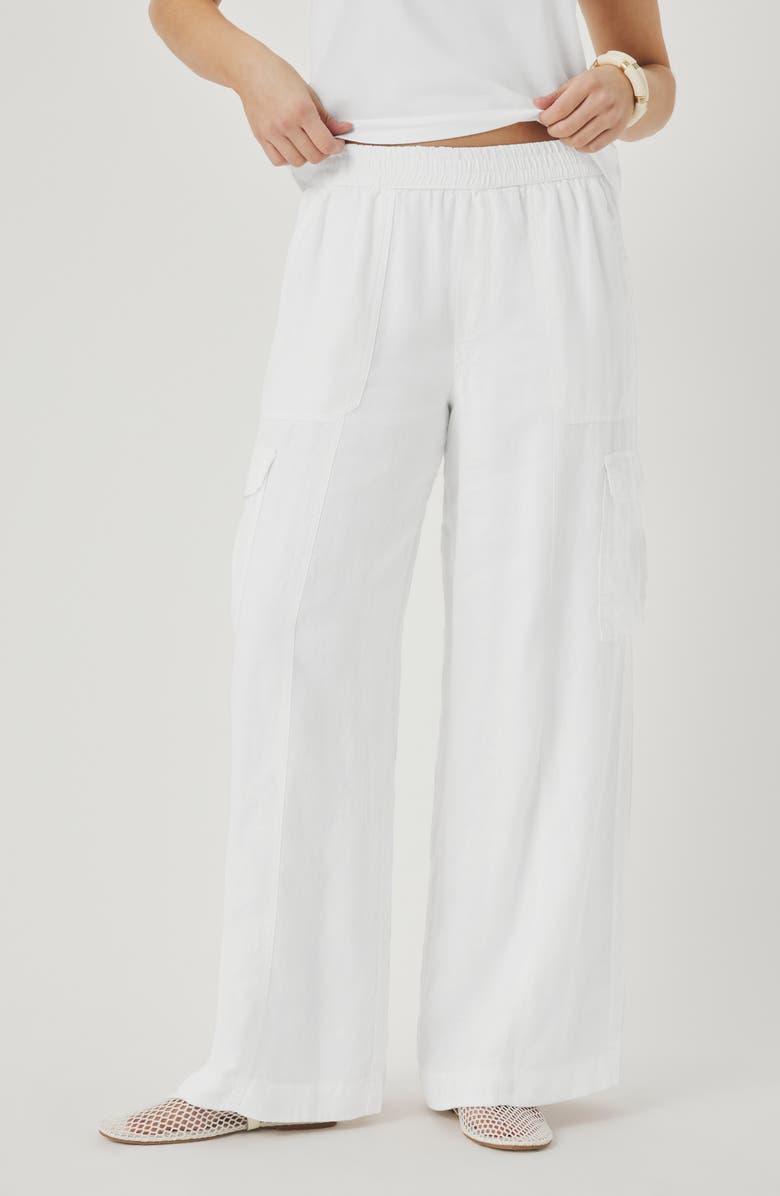 Splendid Stella Linen Cargo Pull-On Pants, Main, color, White