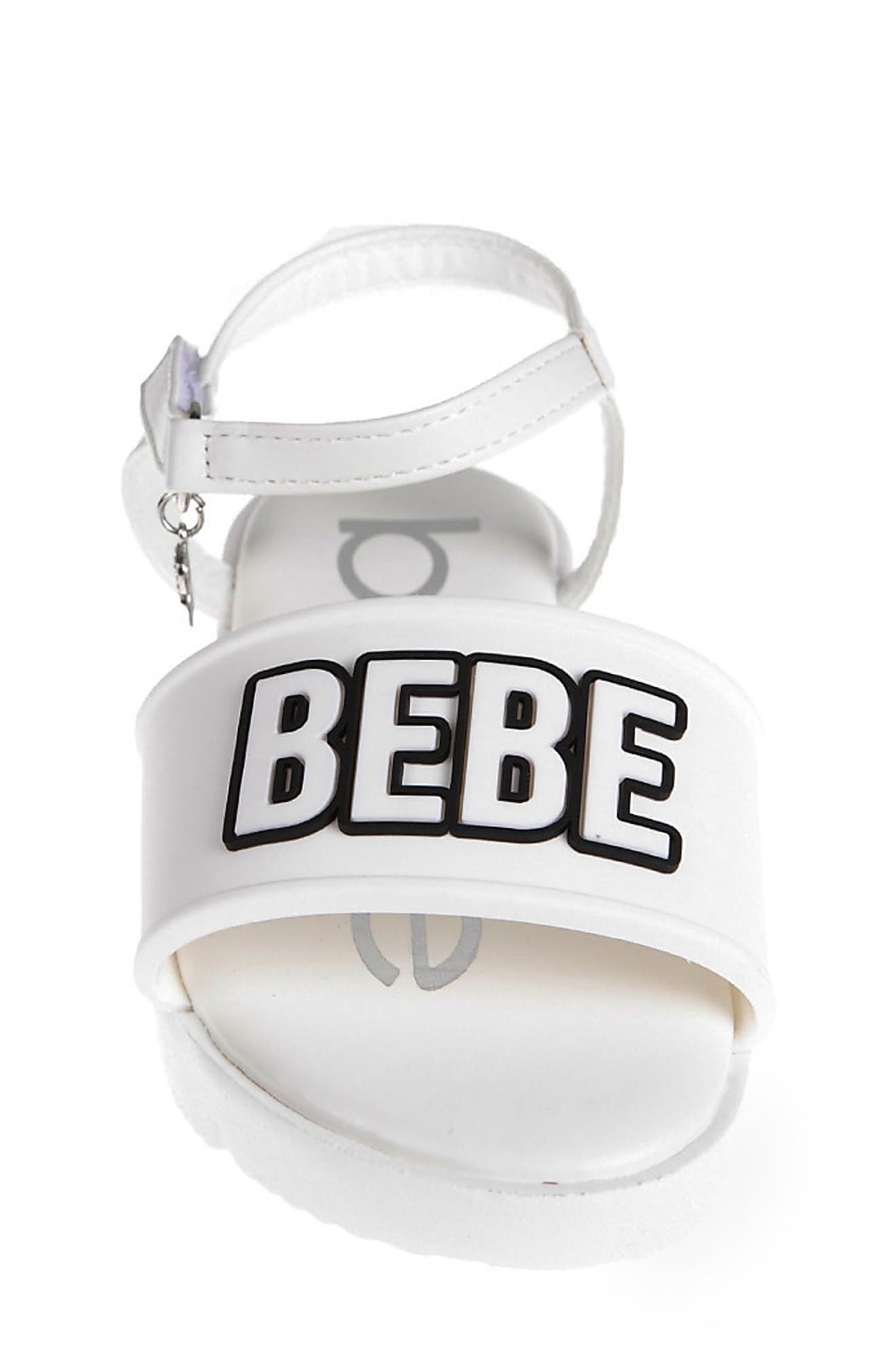 bebe Kids' Logo Sandal, Alternate, color, White