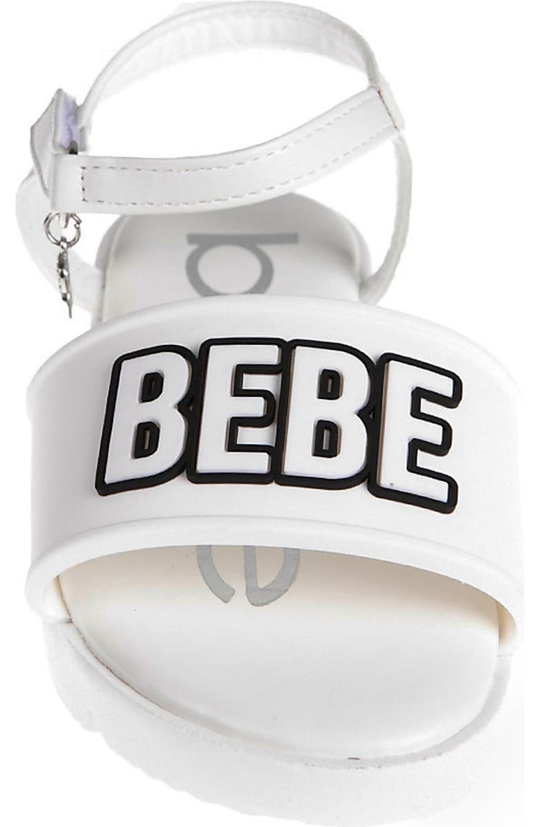 bebe Kids' Logo Sandal, Alternate, color, White