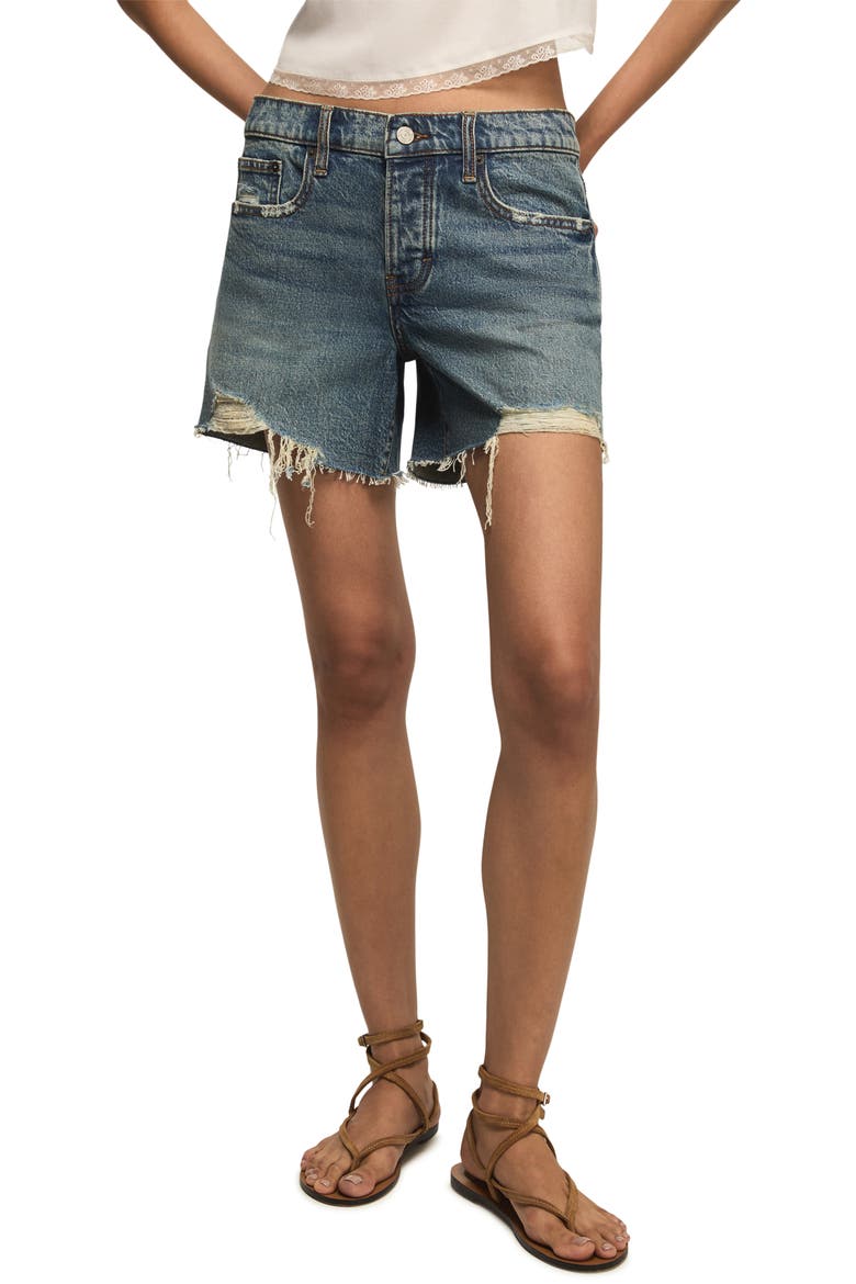 Baggy Stretch Denim Shorts, Main, color, FEEL THE BEAT WASH