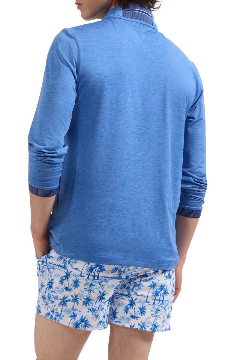 Bugatchi Kai Tropical Print Swim Trunks, Alternate, color, Classic Blue