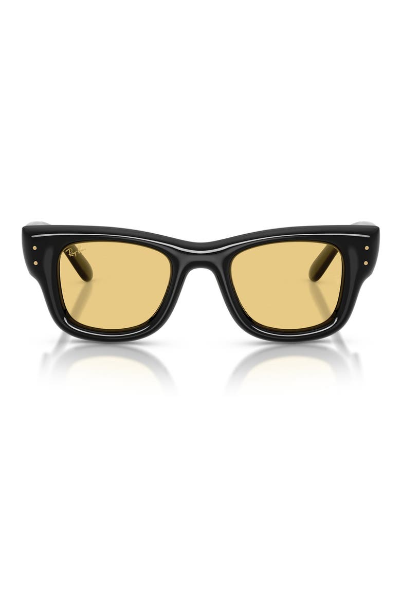 Wayfarer Puffer 47mm Square Sunglasses, Main, color, BLACK / YELLOW