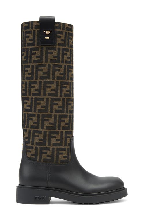 Fendi Filo Knee High Boot In Nero/tabacco Nero