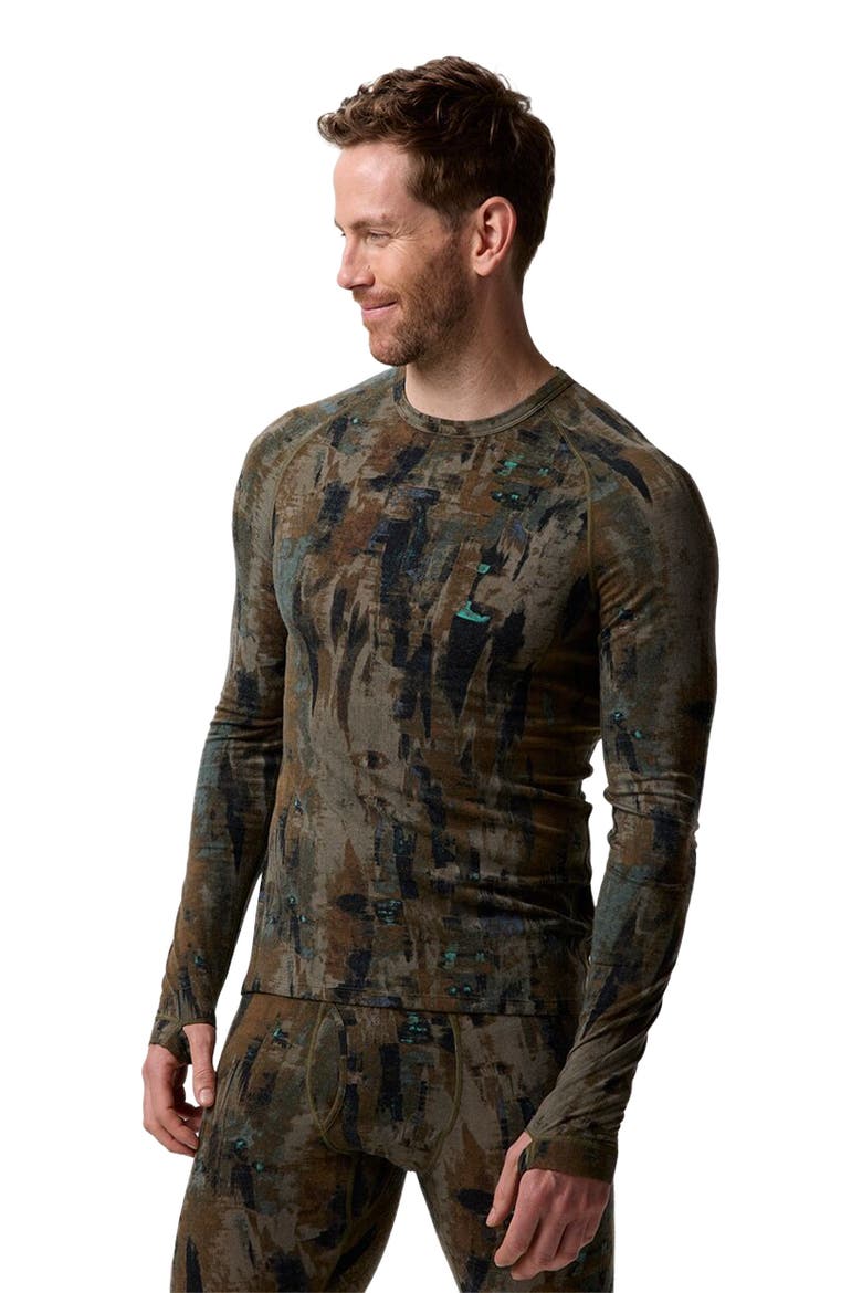 Cedars Rws Merino Lt-Wt Baselayer Crew Top - Men's, Alternate, color, Camo Pendula Print
