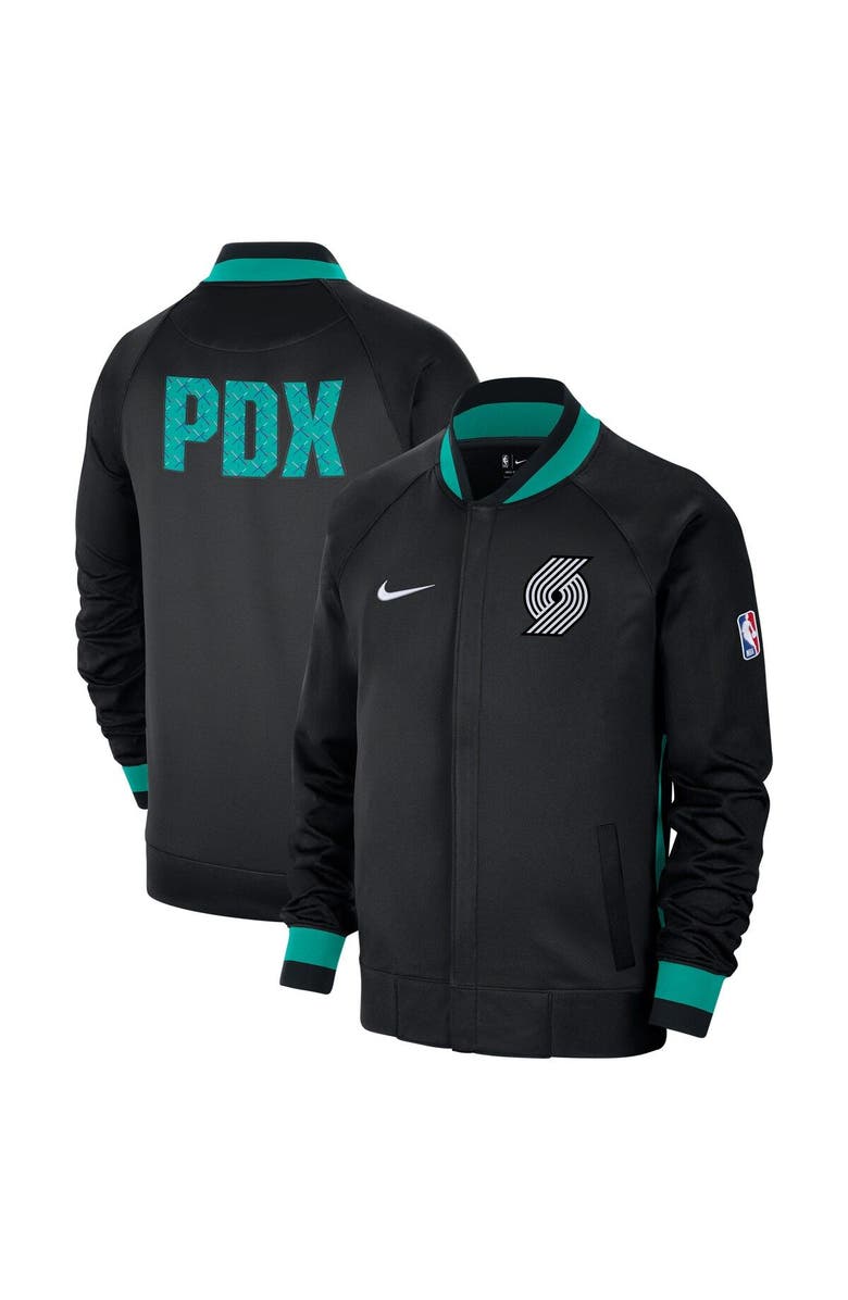 Nike Men's Nike Black/Green Portland Trail Blazers 2022/23 City Edition Showtime Thermaflex Full-Zip Jacket, Alternate, color, 