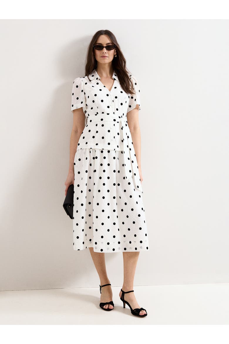 Adele Short Sleeve Midi Dress, Alternate, color, Black/Ivory