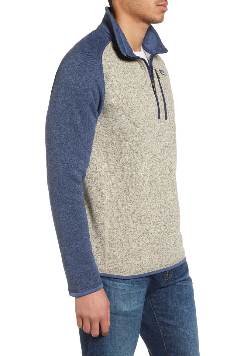 Better Sweater Quarter Zip Fleece Lined Pullover, Alternate, color, BLEACHED STONE W/DOLOMITE BLUE